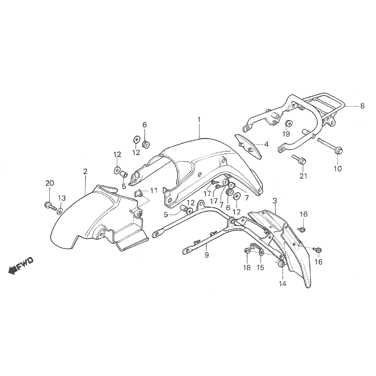 Rear Fender - Rear Carrier Honda MTX 50