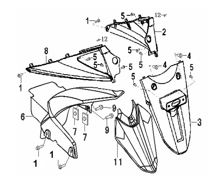 Rear fender Generic Xor stroke 2009 2-stroke