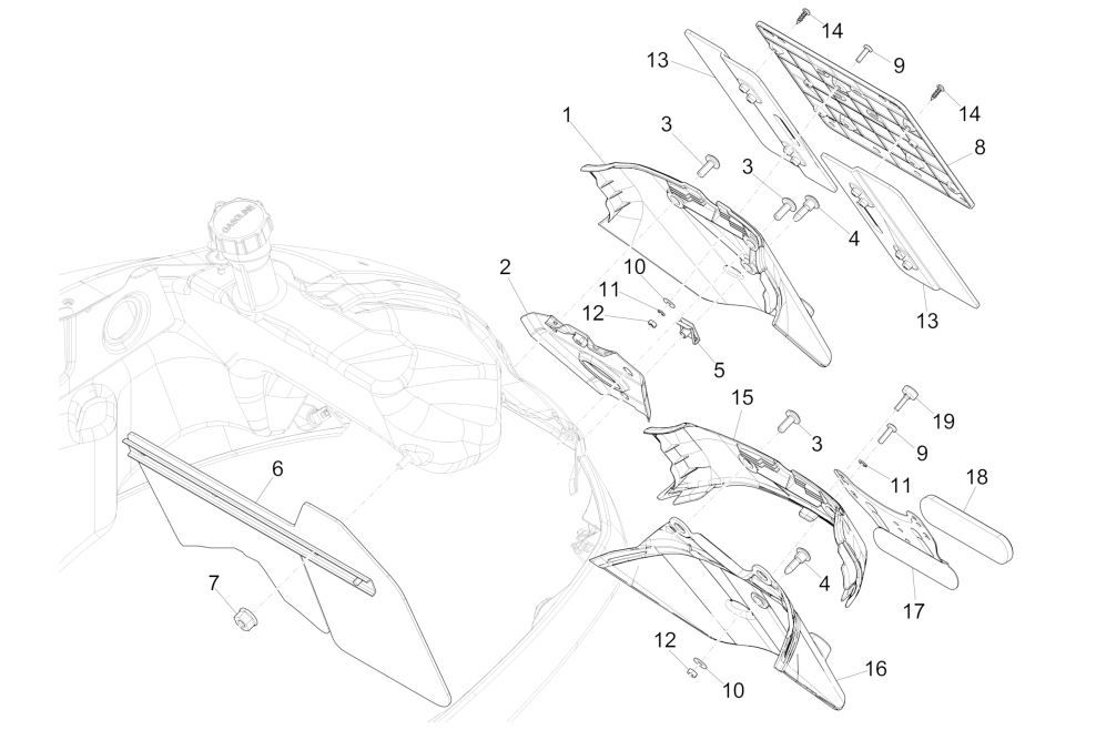 Rear fender GTS 125 IE blue 261/A