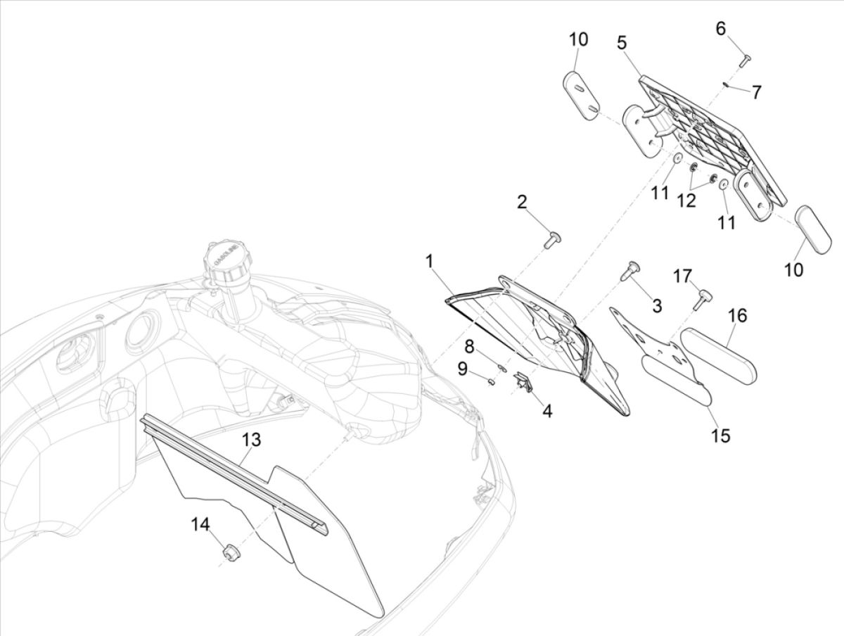 Rear fender Vespa GTS 300 HPE 4T 4V IE ABS E4 2019 (EMEA)