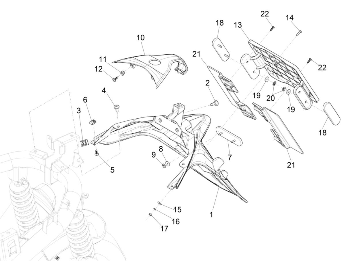 Piaggio Medley 125 4T IE ABS E4 2016-2019 rear fender (EMEA)