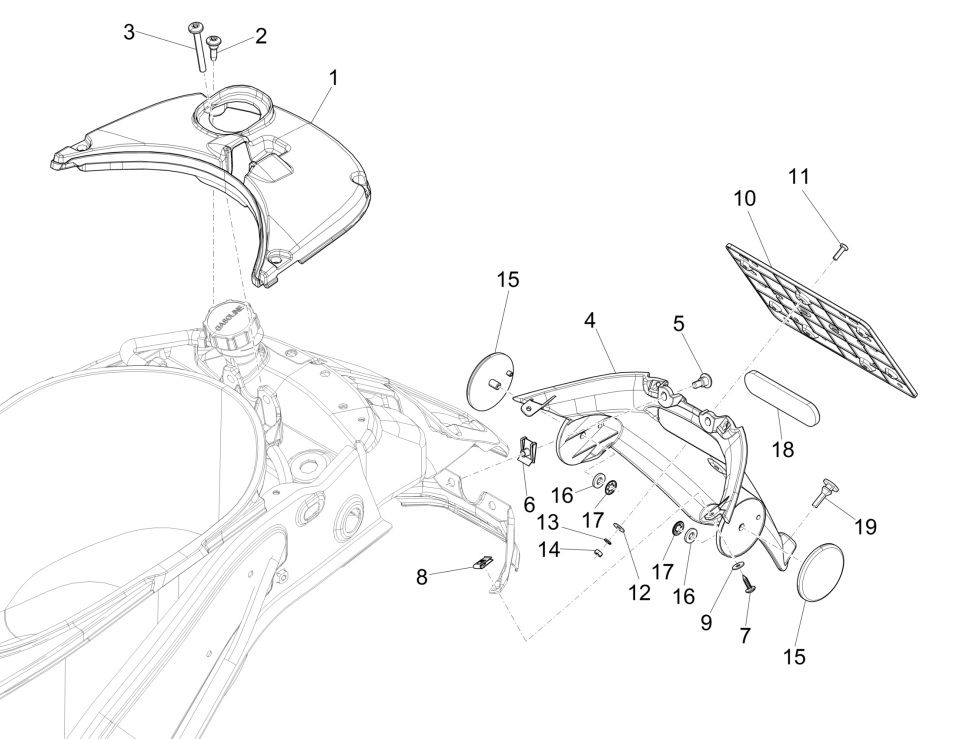 Vespa Primavera 4-stroke 3V rear fender (euro5 injection IGET)