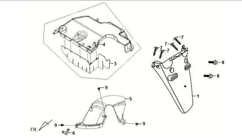 Sym Fiddle II 125S rear fender