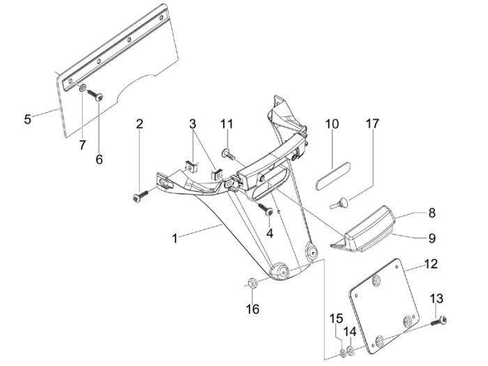 Rear fender Vespa S 25km 4-stroke 2-valve