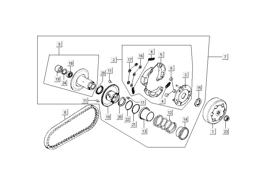 Rear Coupling - V String Kymco DJ 2-Stroke Black
