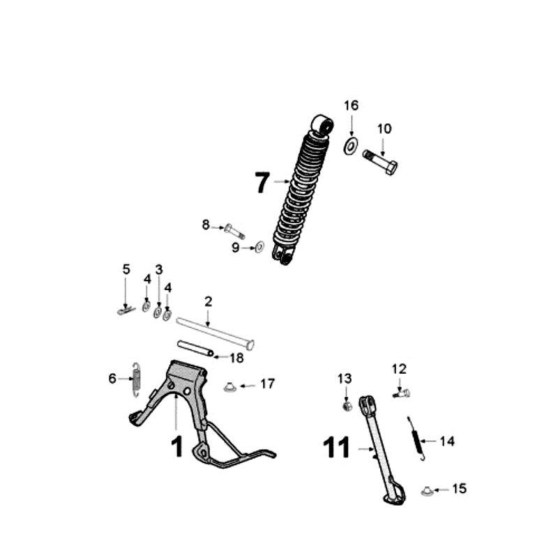 Rear Telescope and Stand Peugeot New Vivacity 4-stroke Blue