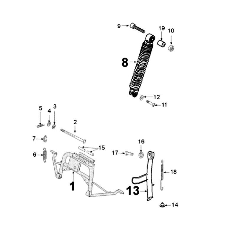 Rear Telescope Stand Peugeot Ludix 14 black