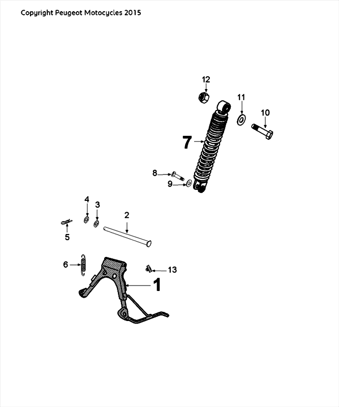 Rear Telescope Standard Peugeot Speedfight 4 LC Black/Red