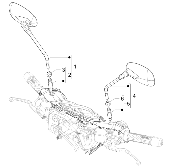 Rearview mirror/s Piaggio Beverly 125 RST 4T 4V IE E3 2010-2015 (EMEA)