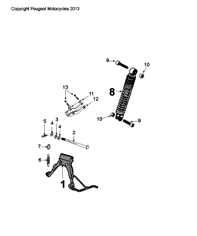 Rear Spring and Stand Peugeot Citystar 50 Brown