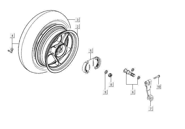 Rear wheel - Brake shoes Kymco Agility RS 50 4T AC white 2011
