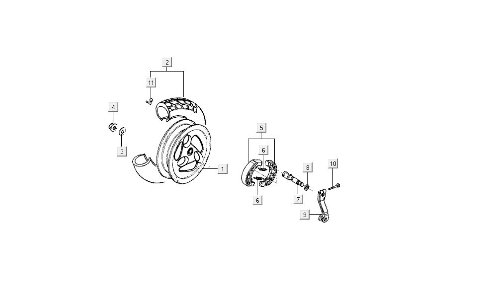Rear Wheel Brake Kymco Dink AC 2-stroke Silver