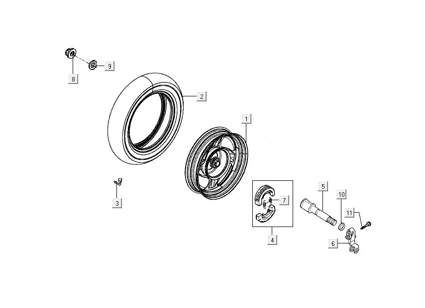 rear wheel brake Kymco Sento 4-stroke Red