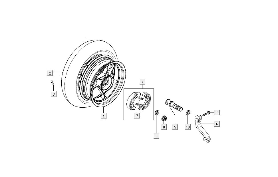 rear wheel brake Kymco Super9 AC 2-stroke nm yellow - black