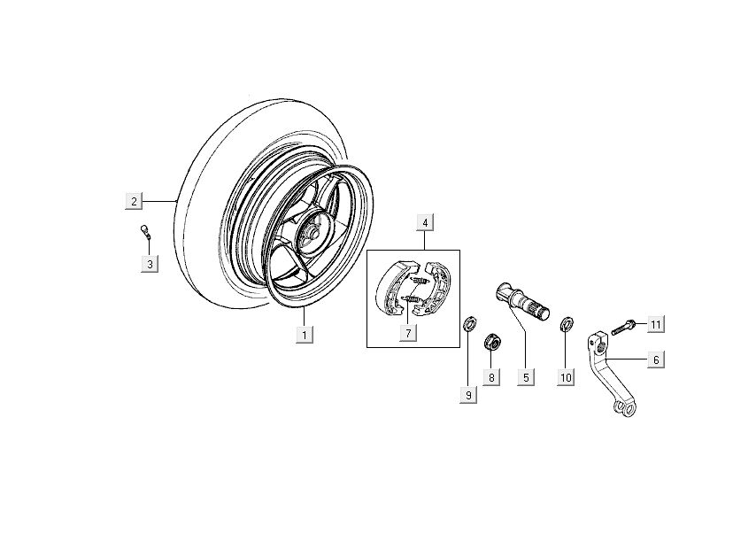 rear wheel brake Kymco Super9 ac o.m 2-stroke Sport Blue