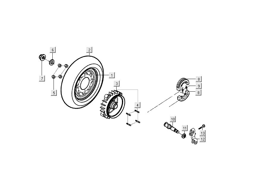 Rear wheel - Brake Kymco Filly 4-stroke silver