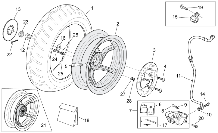Rear wheel - brake disc Aprilia SR 50 H2O ie+carb 2004-2009