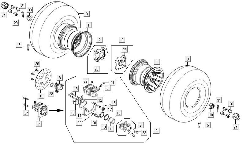 Rear wheel Kymco MXU 300R