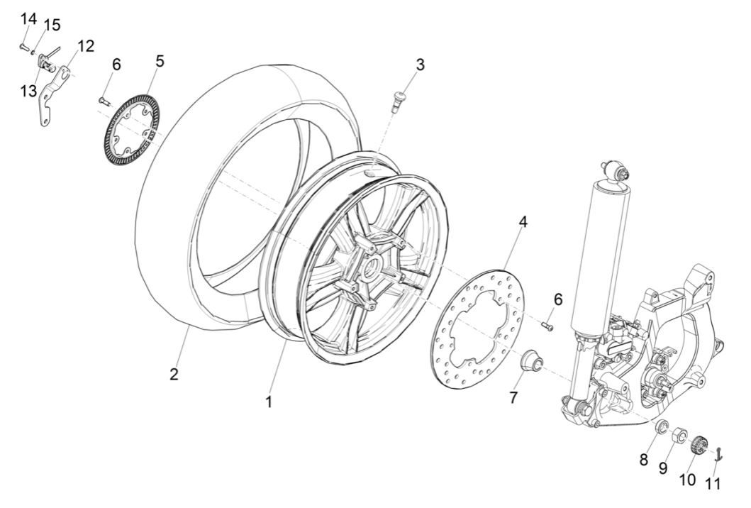 Piaggio MP3 300 HPE rear wheel/300 HPE SPORT E5 ABS 2020-2022 (EMEA)