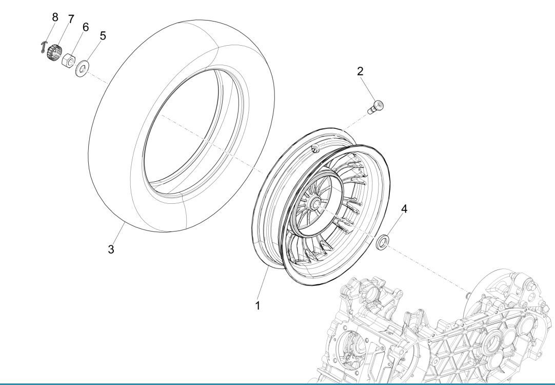 Rear Wheel Vespa Sprint 125 4T 3V IE ABS