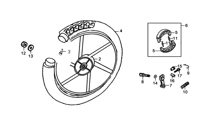 Rear wheel Sym Orbit (BU289) blue