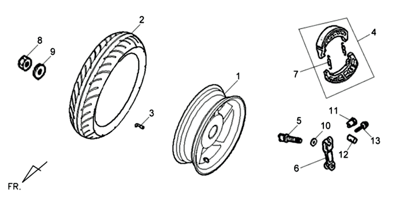 Rear wheel Sym Allo (WH871) champagne