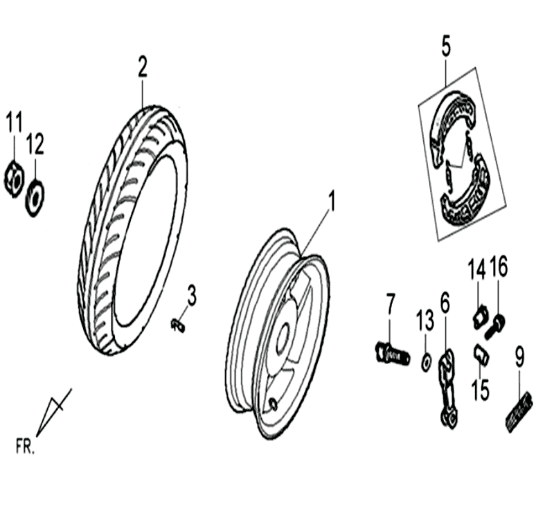 Rear wheel Sym Orbit II (WH8018P) white
