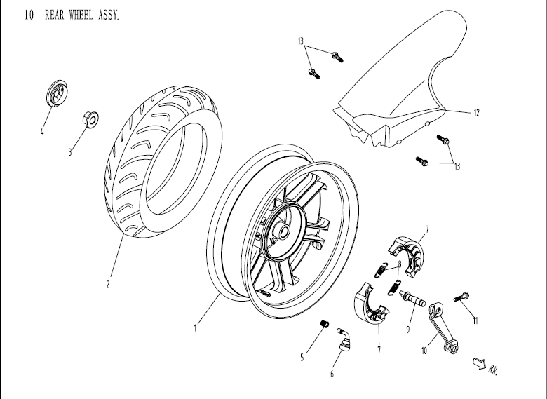 Rear wheel AGM Venom white
