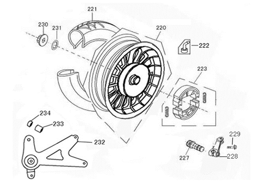 Rear wheel - Brake shoes AGM VX 50 4T AC silver