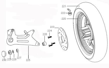 Rear wheel Benzhou ZN50QT-36 cream