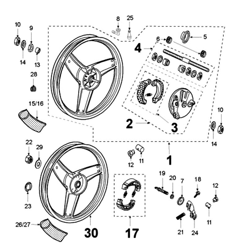 Rear wheel Bernardi Peugeot Fox red