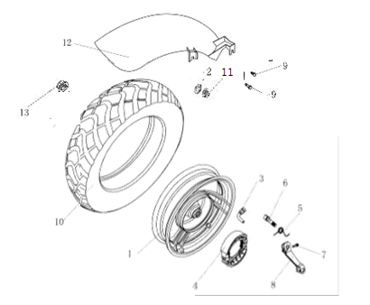 Rear wheel China Ape50 white