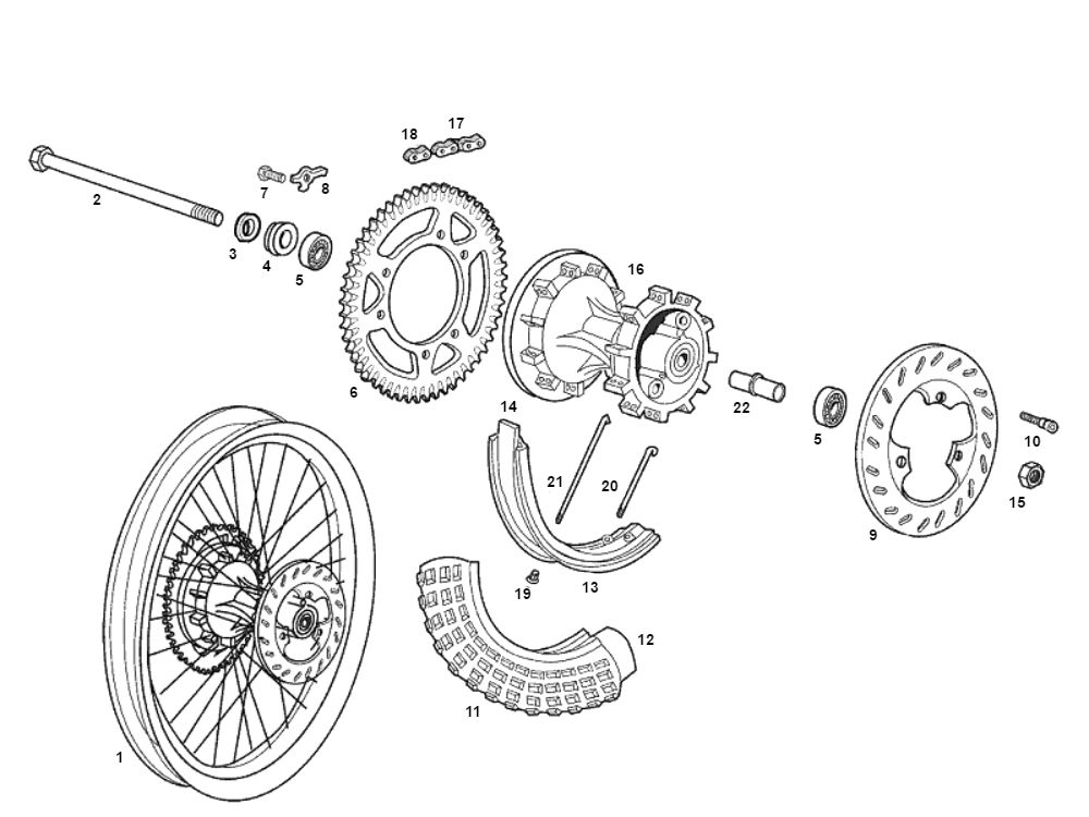 Rear wheel Derbi Senda SM DRD - O.M.
