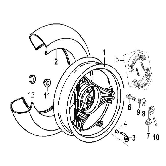 Rear wheel Generic Ideo black 2010 2-stroke 25