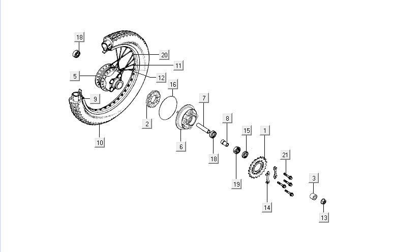 Rear wheel Kymco Activ 4-stroke blue-black