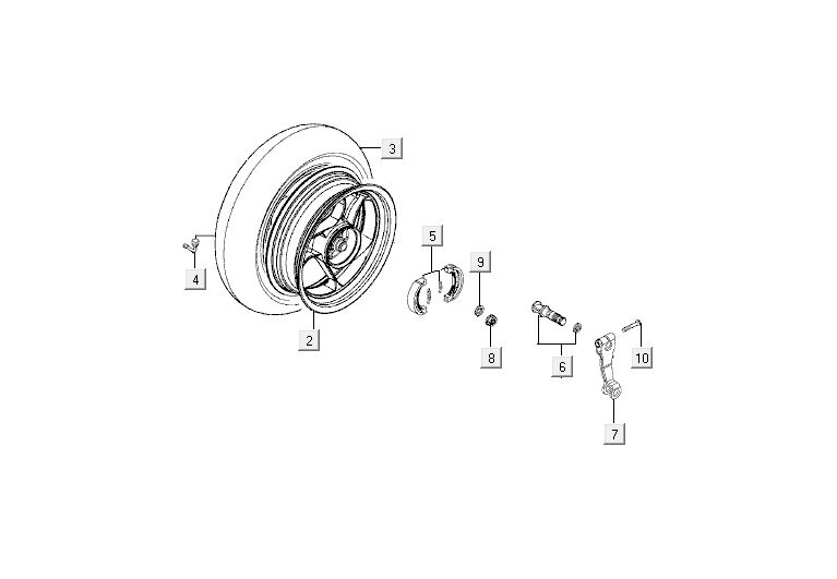 Rear wheel - Brake shoes Kymco Agility 10