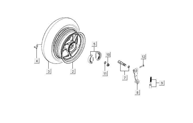 rear wheel Kymco Agility 12 4-stroke 125 blue