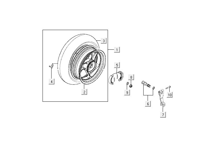 Rear wheel - Brake shoes Kymco Agility 12
