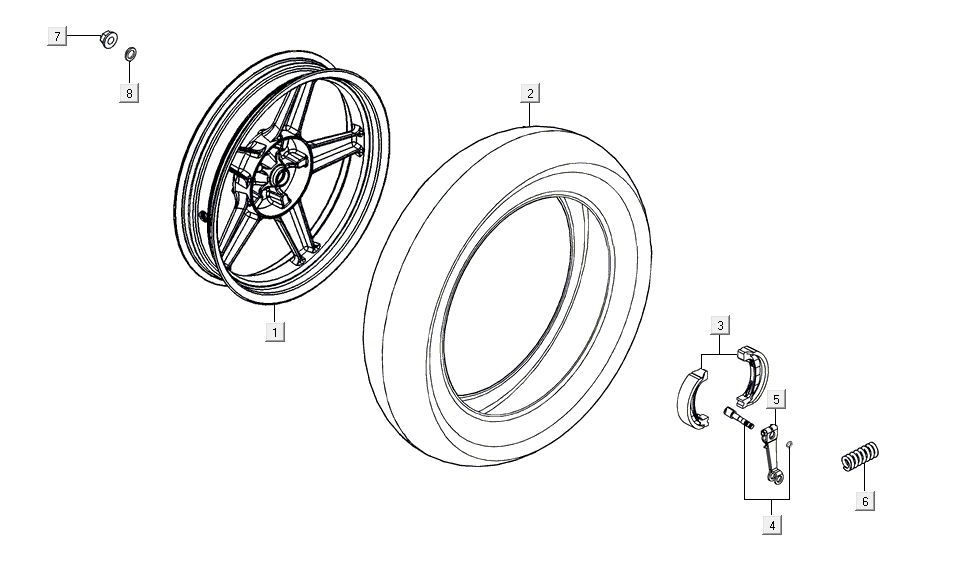 Rear wheel Kymco Agility 16'+ 4-stroke injection euro4 Red