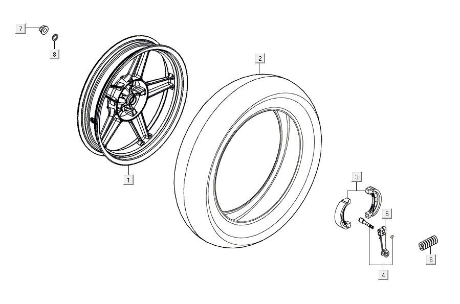 Rear wheel Kymco Agility 16'+ 4t matt metalic silver
