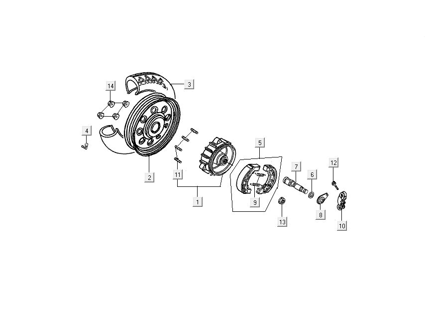 Rear wheel Kymco DJ 2-stroke Silver