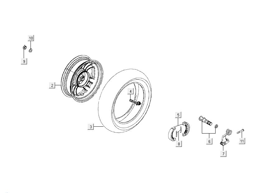 Rear wheel Kymco Like 4-stroke black gloss like T T 2015