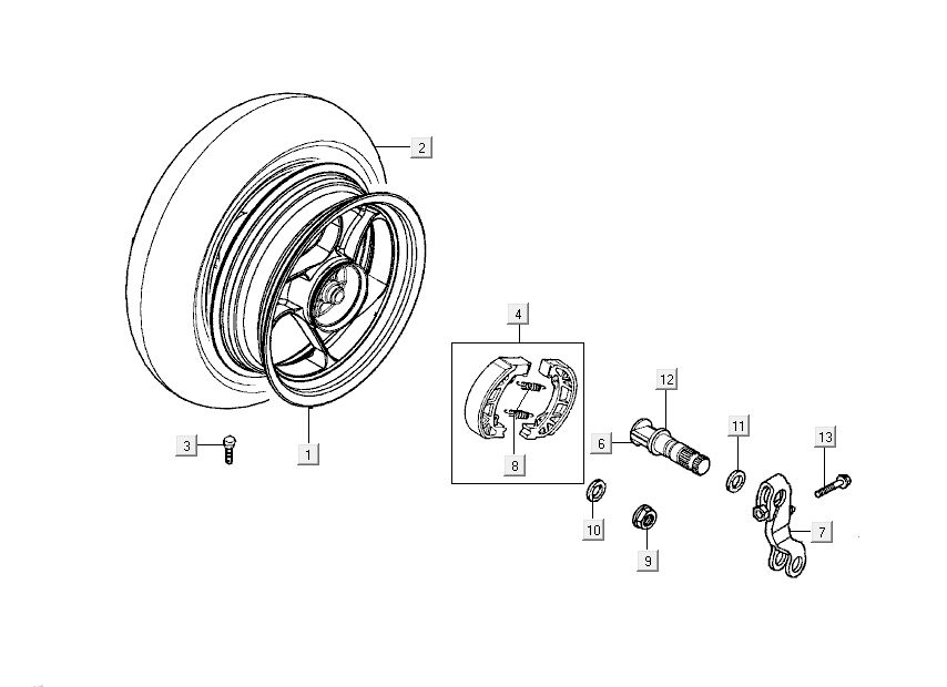Rear wheel Kymco New Dink 4-stroke dark grey