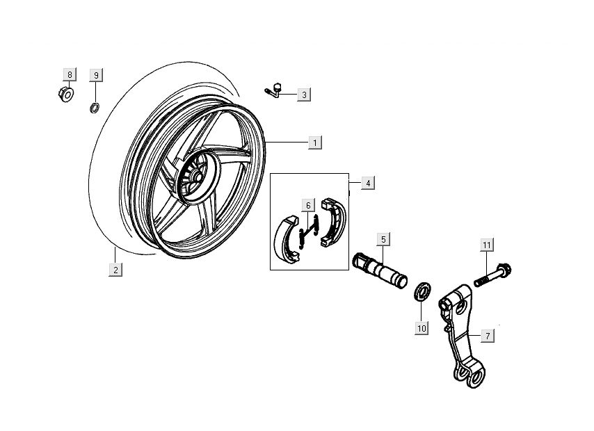 Rear wheel Kymco People S 4-stroke black
