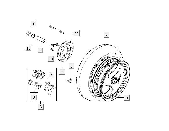 Rear wheel Kymco Super9 2t lc om matt black-red