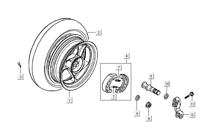 Rear wheel Kymco Vitality 2t ac sports stream