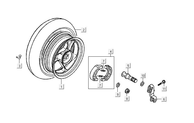 Rear wheel Kymco Vitality 4t ac anthracite