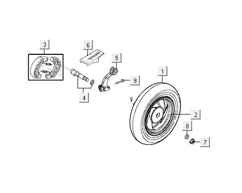 Rear wheel Kymco VP50 4t ac oak metallic