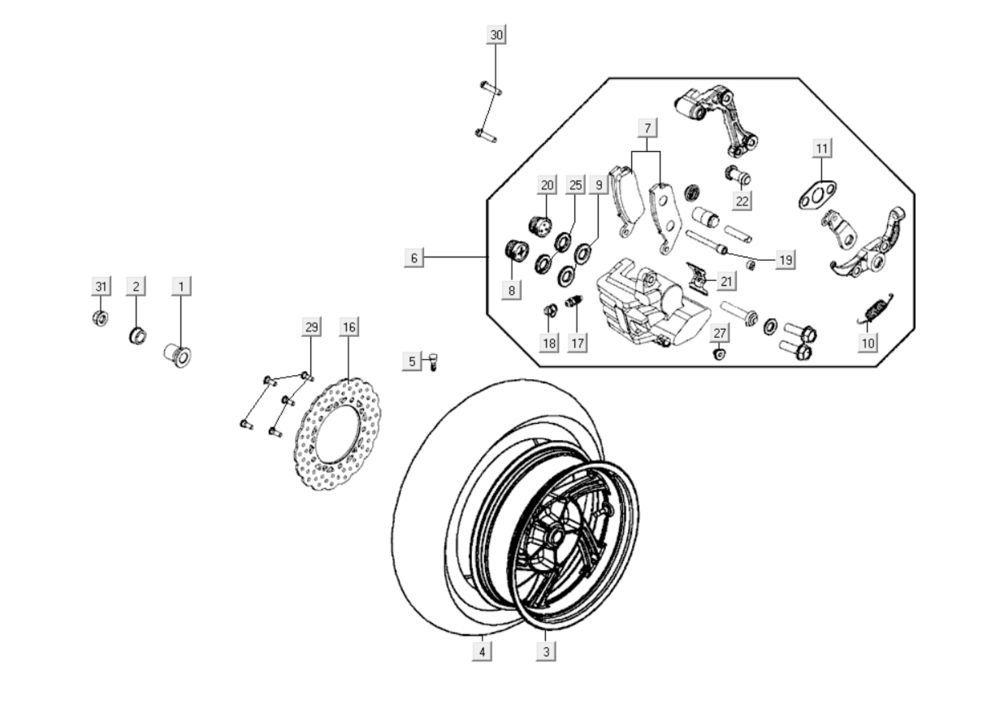 Rear Wheel Kymco Xciting 400i Matt Black