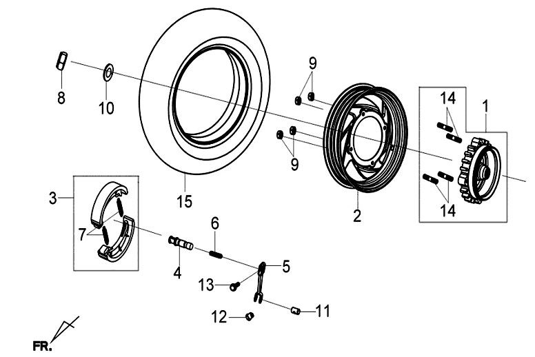 Rear Wheel/ Mid Stand Sym Mio